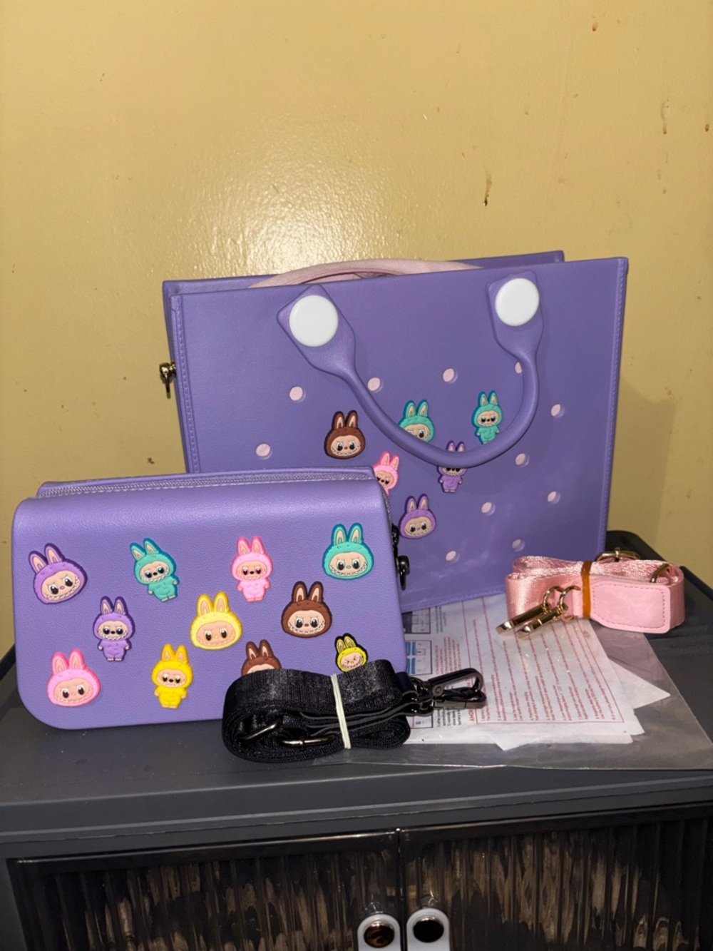 Purple and Pink Tote and Fanny bag Set